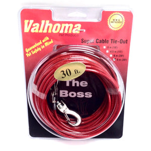 Valhoma Cable Tie-Out 20' for Medium Dogs (Red/Large Cable)