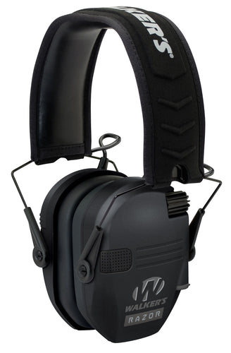 Walkers GWPRSEM Razor Slim Electronic Polymer 23 dB Over the Head Black Ear Cups w/Black Band